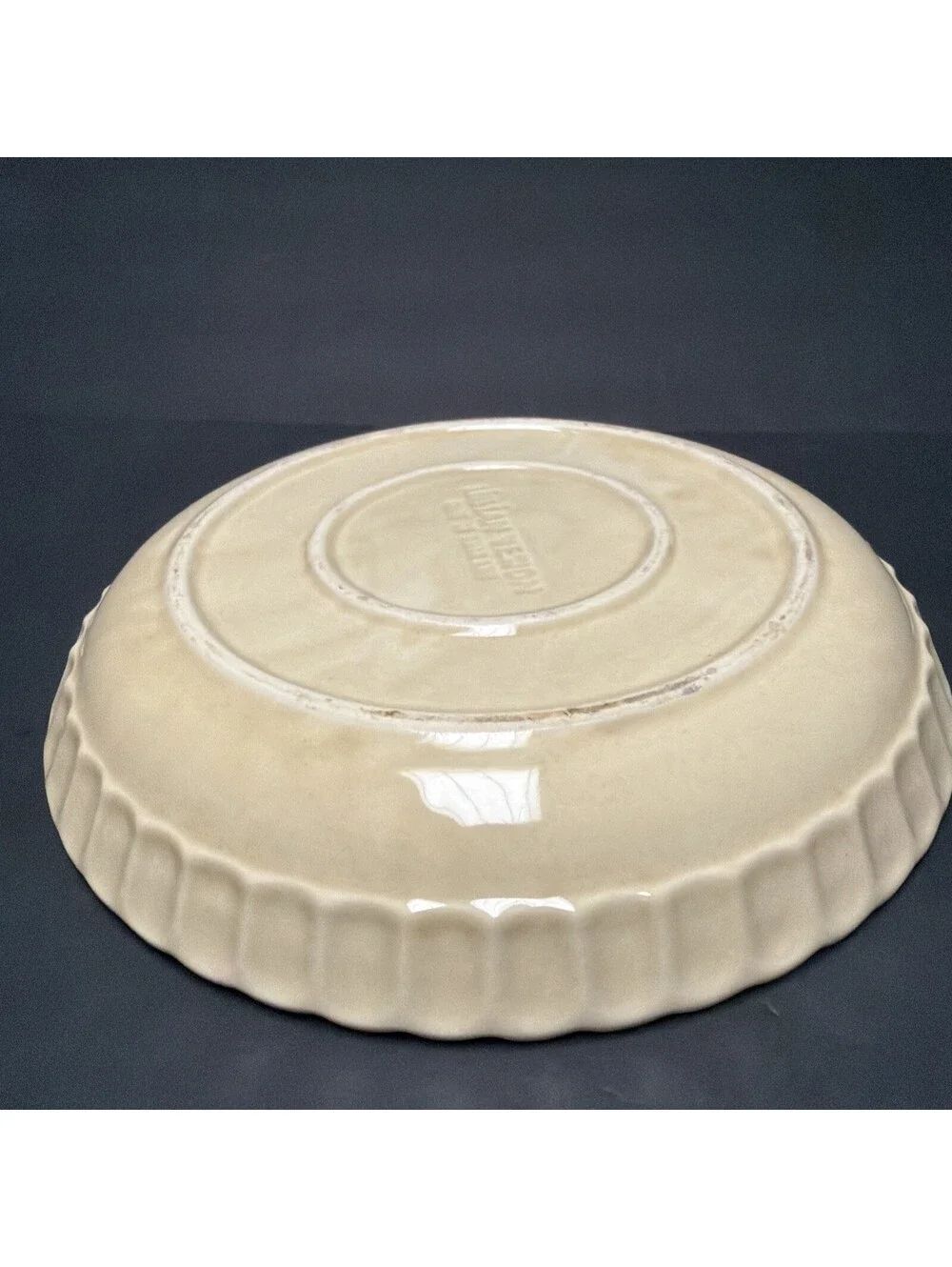 Vintage Lillian Vernon Pumpkin Pie Plate Pan Bottom Scalloped Edge Ceramic 11.25